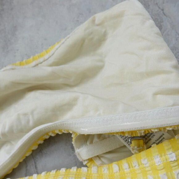 & Other Stories Bikini Top Medium Yellow Bralette Seersucker Light Swim - Picture 11 of 13